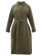 Matchesfashion.com Margaret Howell - Inverted Back Pleat Cotton Twill Trench Coat - Womens - Dark Green