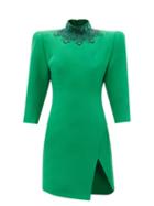 Andrew Gn - Crystal-embellished Twill Mini Dress - Womens - Green
