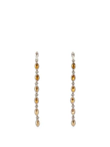 Matchesfashion.com Marie Mas - Swinging Line 18kt White Gold Drop Earrings - Womens - Yellow