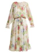 Matchesfashion.com Dodo Bar Or - Vitti Floral Print Embellished Dress - Womens - White Multi