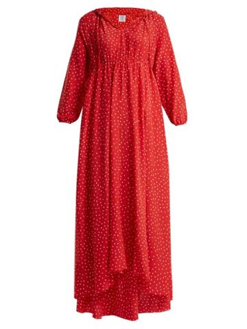 Matchesfashion.com Vetements - Polka Dot And Emjoi Print Hooded Silk Dress - Womens - Red Print