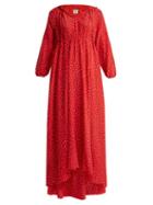 Matchesfashion.com Vetements - Polka Dot And Emjoi Print Hooded Silk Dress - Womens - Red Print