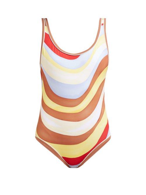 Matchesfashion.com Solid & Striped - The Anne Marie Wave Print Swimsuit - Womens - Multi Stripe