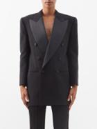 Saint Laurent - Satin-lapel Double-breasted Wool Tuxedo Jacket - Womens - Black