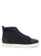Matchesfashion.com Christian Louboutin - Louis Orlato Leather-trimmed High-top Trainers - Mens - Navy Multi
