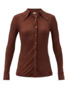 Matchesfashion.com Dodo Bar Or - Paya Rib-knitted Silk Shirt - Womens - Dark Brown