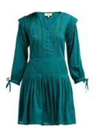 Matchesfashion.com Sea - Hemingway Pintuck Cotton Dress - Womens - Dark Green