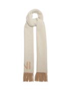 Ganni - Logo-jacquard Recycled-wool Blend Scarf - Womens - Cream