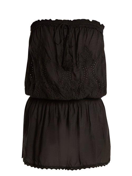 Matchesfashion.com Melissa Odabash - Fruley Embroidered Strapless Dress - Womens - Black