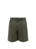 A.p.c. - Teddy Pleated Cotton Shorts - Mens - Green