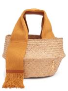 Matchesfashion.com Jw Anderson - Anchor-logo Scarf-handle Woven Basket Bag - Womens - Beige Multi