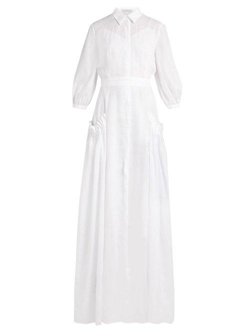 Matchesfashion.com Gabriela Hearst - Cervantes Pleated Linen Long Dress - Womens - Ivory