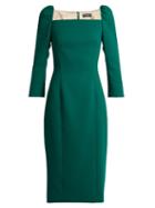 Dolce & Gabbana Square-neck Stretch-wool Pencil Dress
