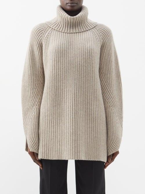 Khaite - Nimbus Roll-neck Ribbed Cashmere Sweater - Womens - Beige