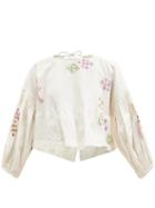 Matchesfashion.com Story Mfg. - Mon Embroidered Organic Cotton-blend Top - Womens - Ivory
