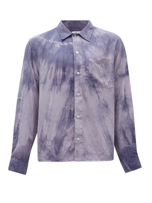 Matchesfashion.com Saturdays Nyc - Christopher Tie-dye Mineral-washed Tencel Shirt - Mens - Grey