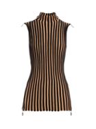 Matchesfashion.com Edun - Sleeveless Wide Ribbed Wool Blend Tunic Top - Womens - Black Multi