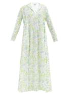 Matchesfashion.com Thierry Colson - Parvati Floral-printed Cotton-voile Kaftan - Womens - Green Blue Print