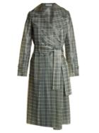 Wanda Nylon Tie-waist Coated-tartan Trench Coat