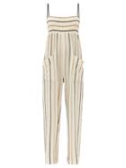 Matchesfashion.com Three Graces London - Tallie Smocked Cotton-blend Cheesecloth Jumpsuit - Womens - Yellow Stripe