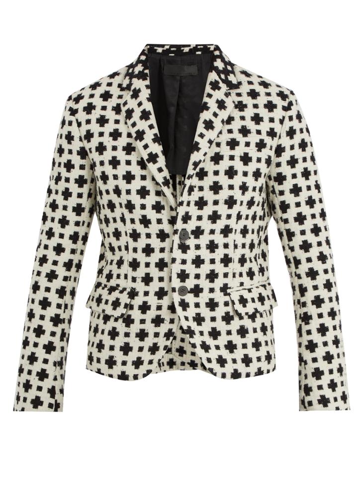 Haider Ackermann Cross-pattern Single-breasted Wool-blend Blazer
