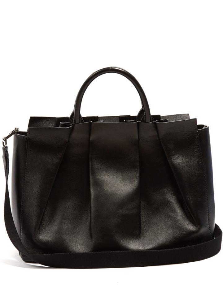 The Row Peggy Pleated Leather Shoulder Bag