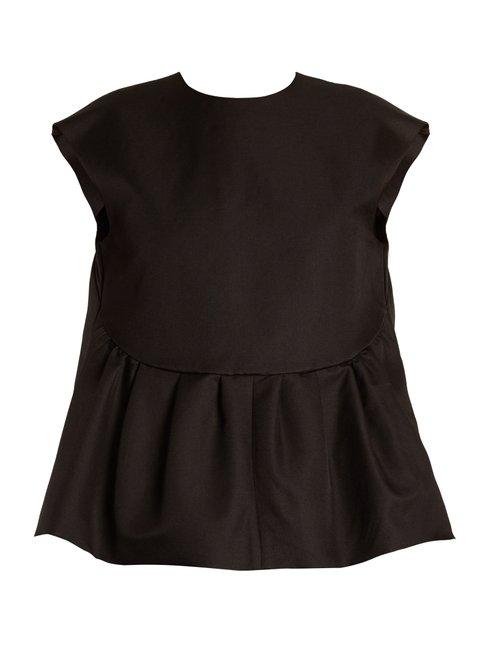 Matchesfashion.com Rochas - Capped Sleeves Wool And Silk Blend Top - Womens - Black