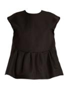 Matchesfashion.com Rochas - Capped Sleeves Wool And Silk Blend Top - Womens - Black