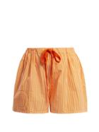Matchesfashion.com Fendi - Striped Cotton Poplin Shorts - Womens - Orange
