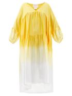 Matchesfashion.com Anaak - Airi V-neck Tiered Dip-dyed Silk Dress - Womens - Yellow Multi