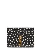 Matchesfashion.com Saint Laurent - Polka-dot Print Leather Cardholder - Womens - Black Multi
