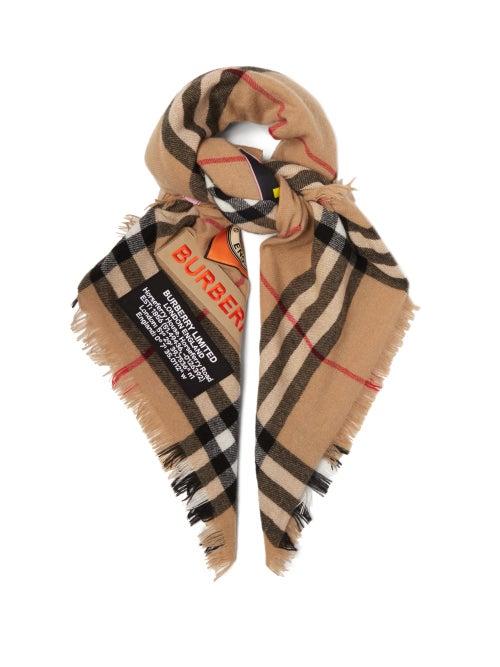 Matchesfashion.com Burberry - Logo-patch Check Cashmere Scarf - Womens - Beige Multi