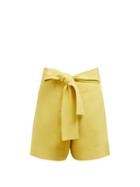 Matchesfashion.com Zeus + Dione - Minos High Rise Linen Shorts - Womens - Yellow