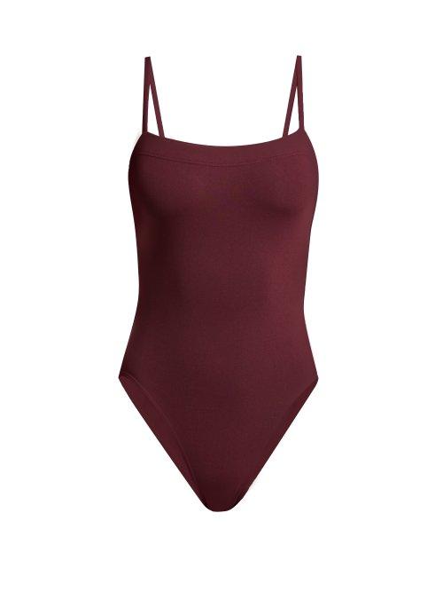 Matchesfashion.com Eres - Les Essentiels Aquarelle Square Neck Swimsuit - Womens - Burgundy