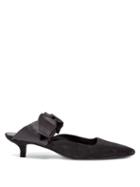 Matchesfashion.com The Row - Coco Bow Embellished Suede Mules - Womens - Dark Grey