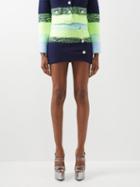 Germanier - Stripe-knit Mini Skirt - Womens - Green Multi
