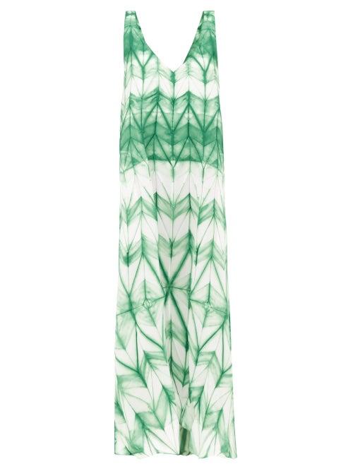 Matchesfashion.com Issey Miyake - Itajime Shibori-dyed Midi Dress - Womens - Green White