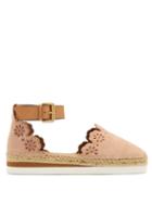 Matchesfashion.com See By Chlo - Flower Laser Cut Suede Espadrilles - Womens - Nude