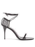 Matchesfashion.com Saint Laurent - Lexi Wraparound Cage-heel Leather Sandals - Womens - Black