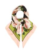 Matchesfashion.com Dolce & Gabbana - Rose Print Silk Twill Scarf - Womens - Green