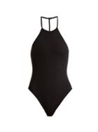 Matchesfashion.com Dos Gardenias - Superstar Halterneck Swimsuit - Womens - Black