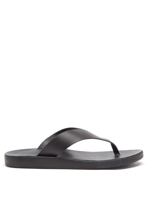 Ancient Greek Sandals - Charys Leather Flip Flops - Mens - Black