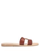 Matchesfashion.com Ancient Greek Sandals - Desmos Coin Embellished Leather Slides - Womens - Dark Brown