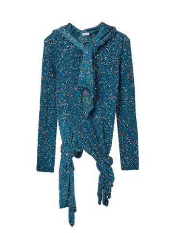 Matchesfashion.com Loewe - Scarf-neck Knotted Sequinned Sweater - Womens - Blue
