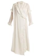 Matchesfashion.com Isa Arfen - Ruffle Trimmed Ramie Wrap Dress - Womens - White