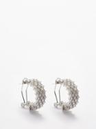 Fallon - Jackie Zirconia & Rhodium-plated Hoop Earrings - Womens - Clear