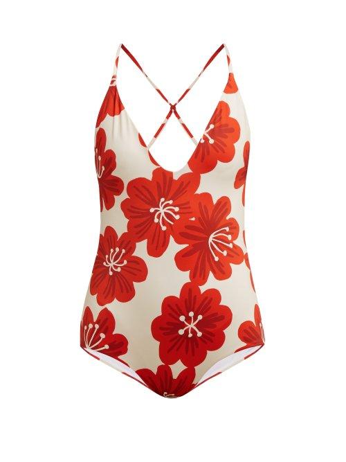 Matchesfashion.com Dodo Bar Or - Tata Floral Print Swimsuit - Womens - Cream Print