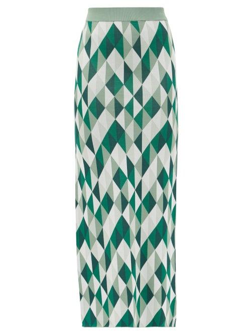 Matchesfashion.com Dodo Bar Or - Pam Geometric-jacquard Maxi Skirt - Womens - Green Multi