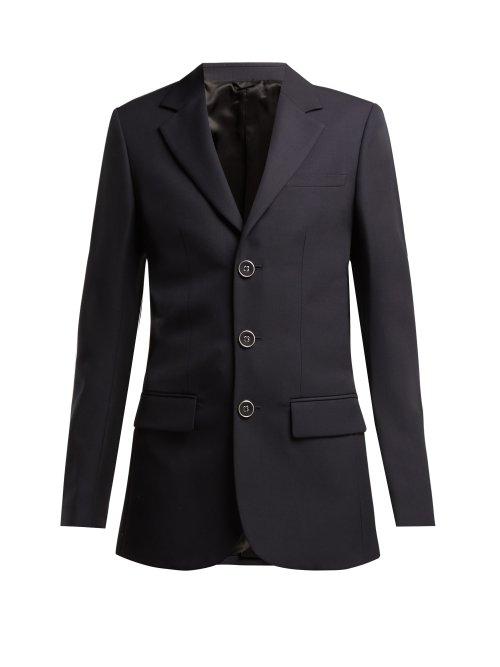 Matchesfashion.com Raf Simons - Three Button Wool Blazer - Womens - Dark Navy