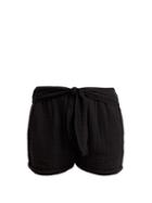 Matchesfashion.com Anaak - Maithili Tie Waist Cotton Shorts - Womens - Black